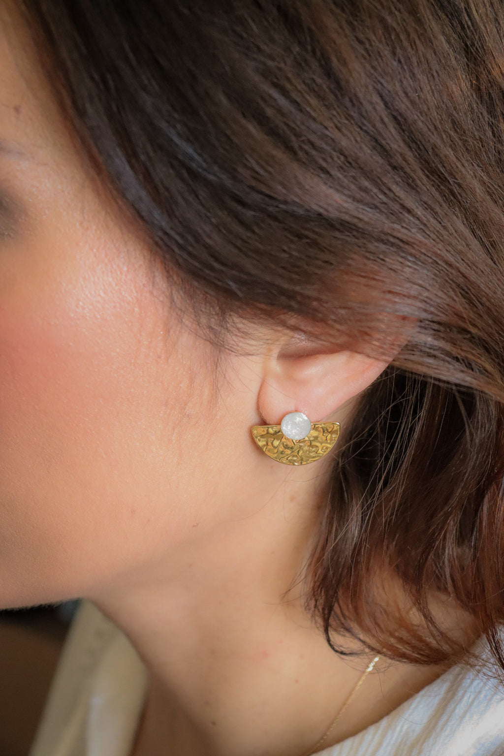 Boucles d'oreilles Anka blanc nacré