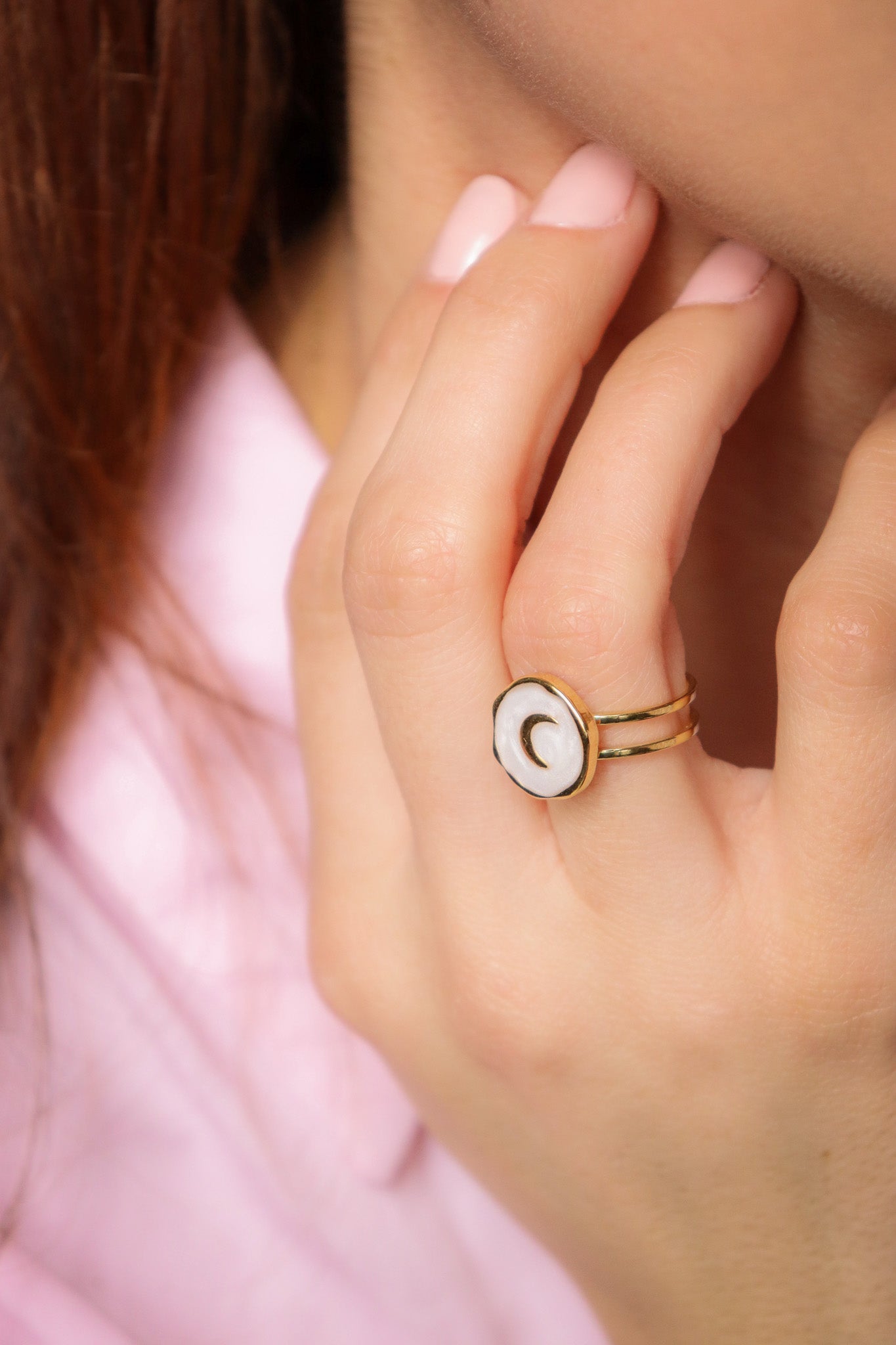 Bague lune nacrée