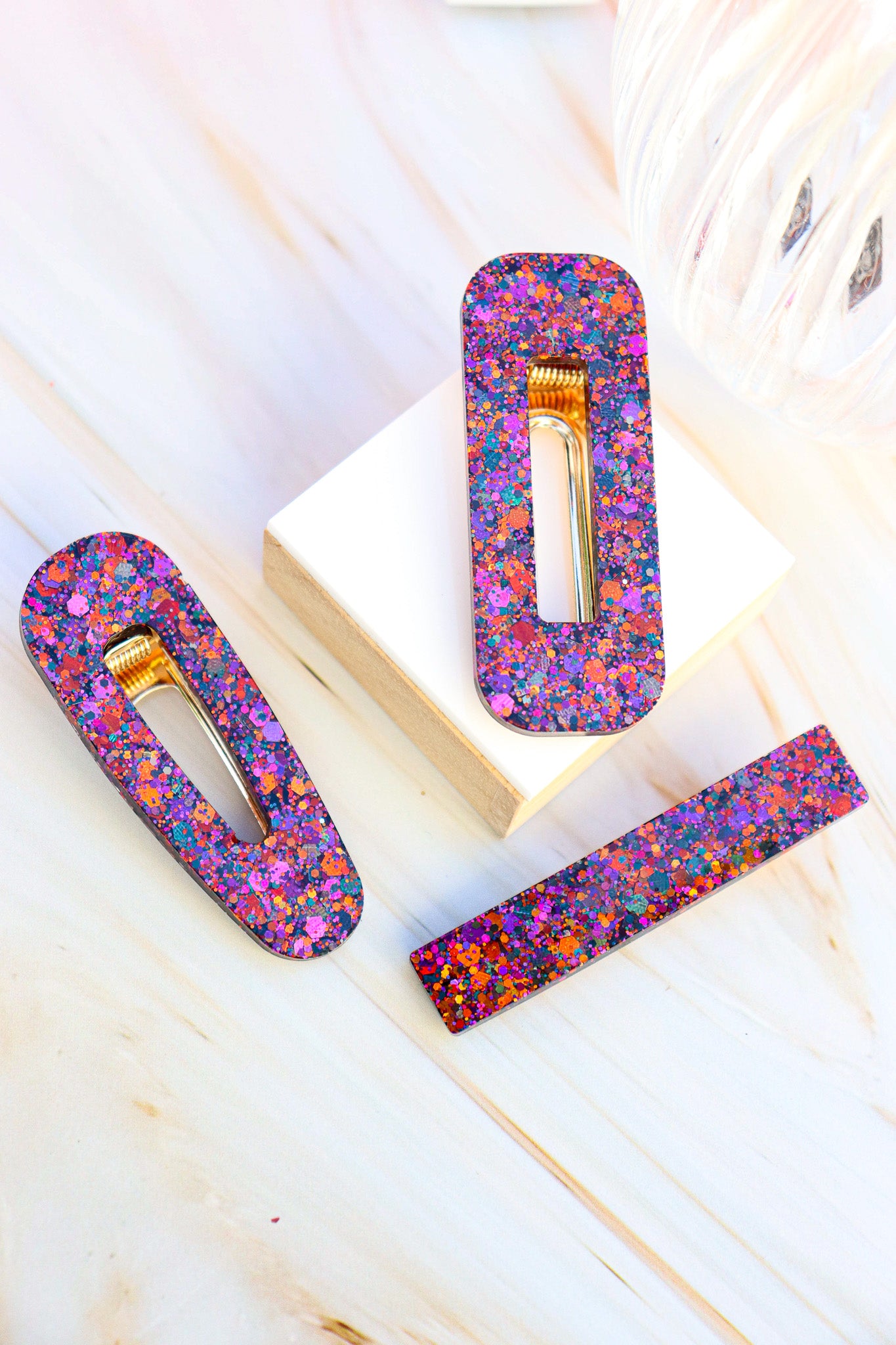 Barrette Paillettes Automne Sunset