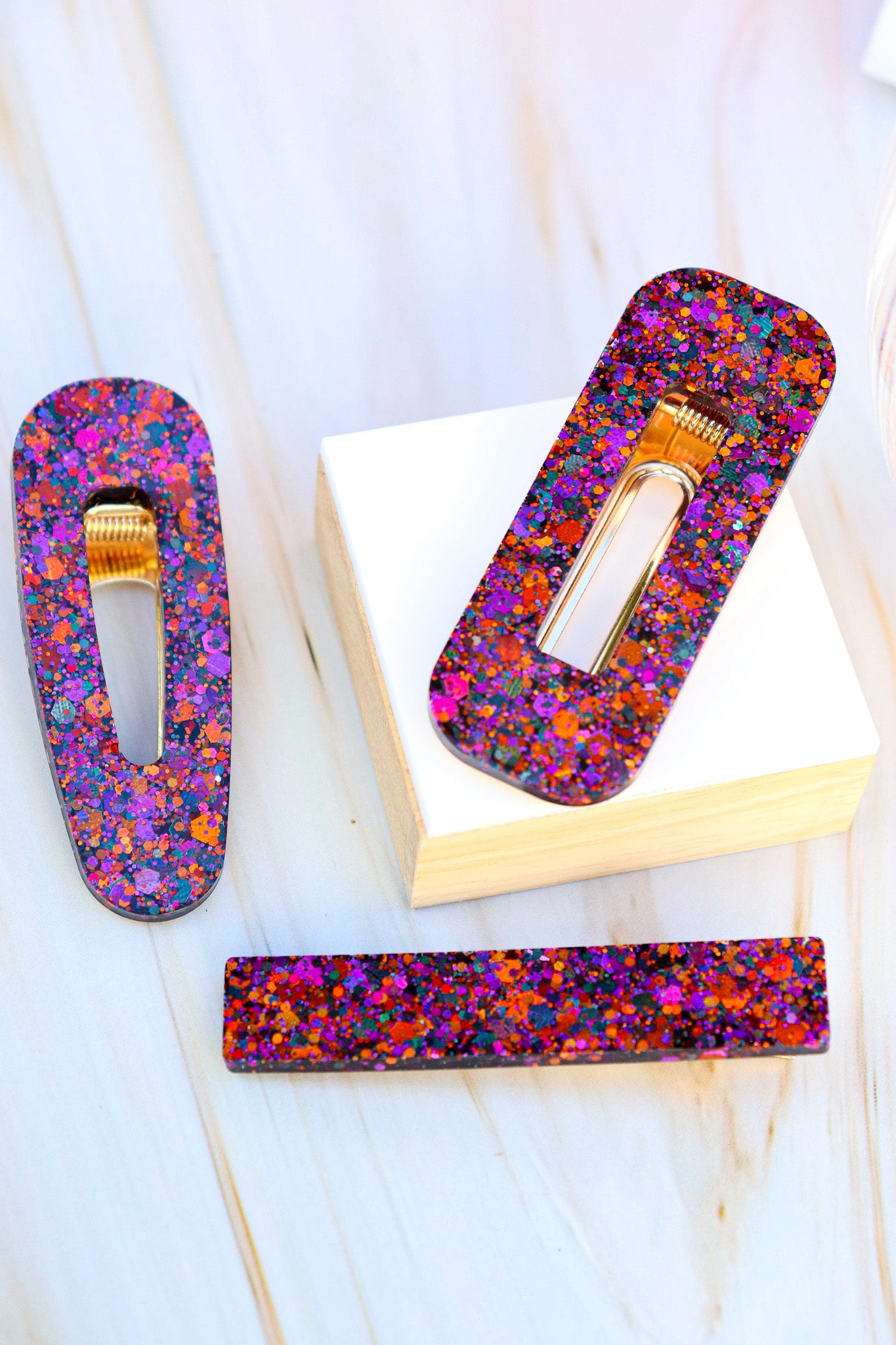 Barrette Paillettes Automne Sunset