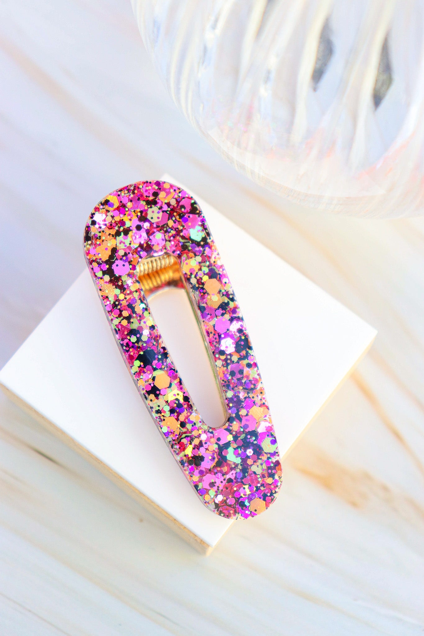 Barrette Paillettes Halloween Rose