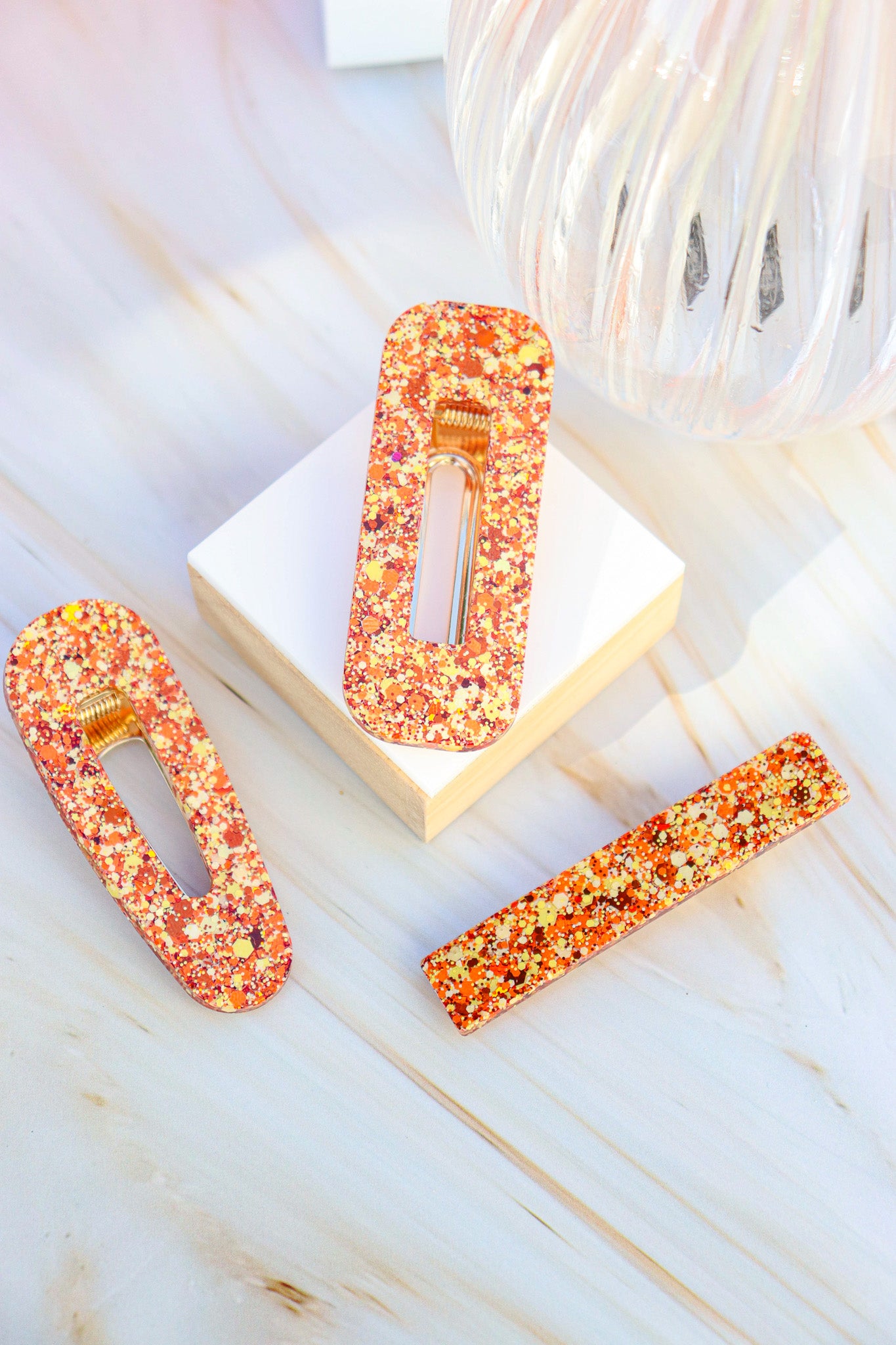 Barrette Paillettes Citrouille