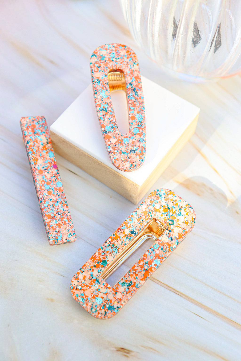 Barrette Paillettes Pumpkin Turquoise