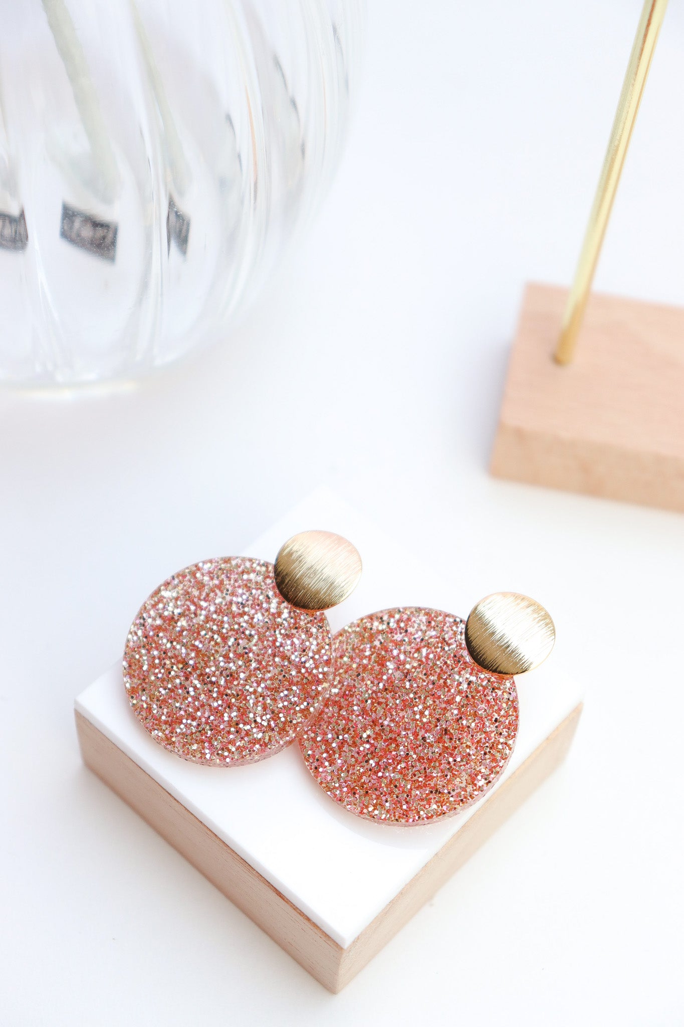 Boucles d'oreilles Béa paillettes pêche