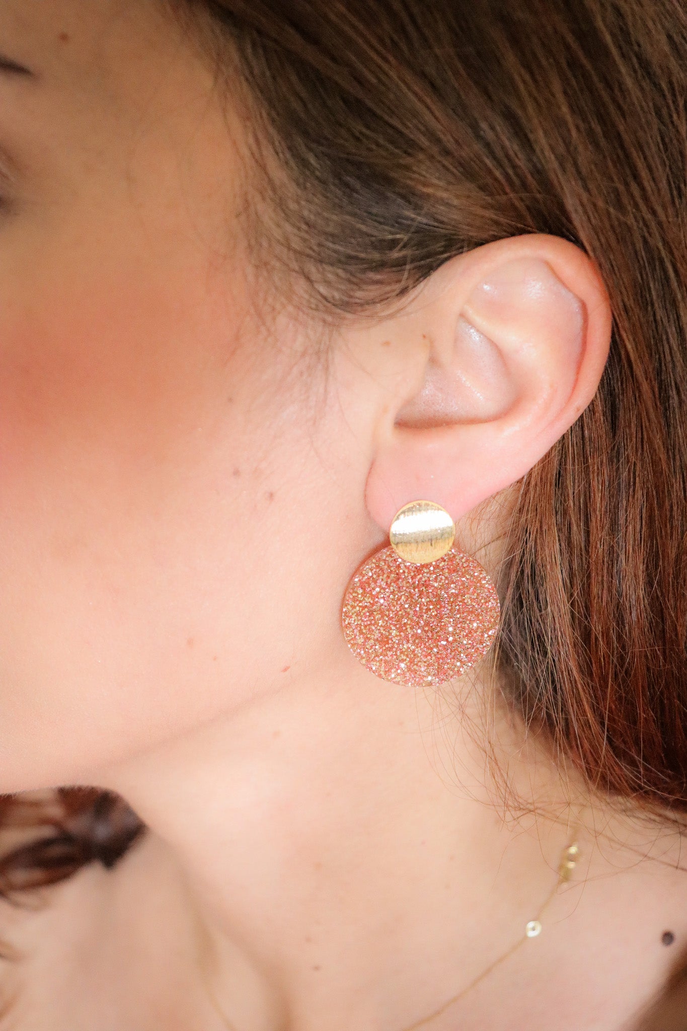 Boucles d'oreilles Béa paillettes pêche