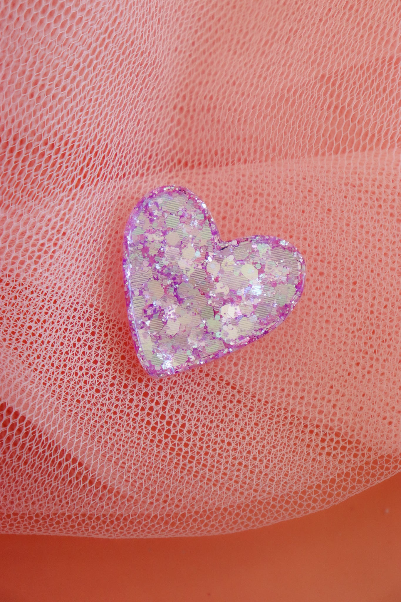 Broche Coeur mat Lilas holographique