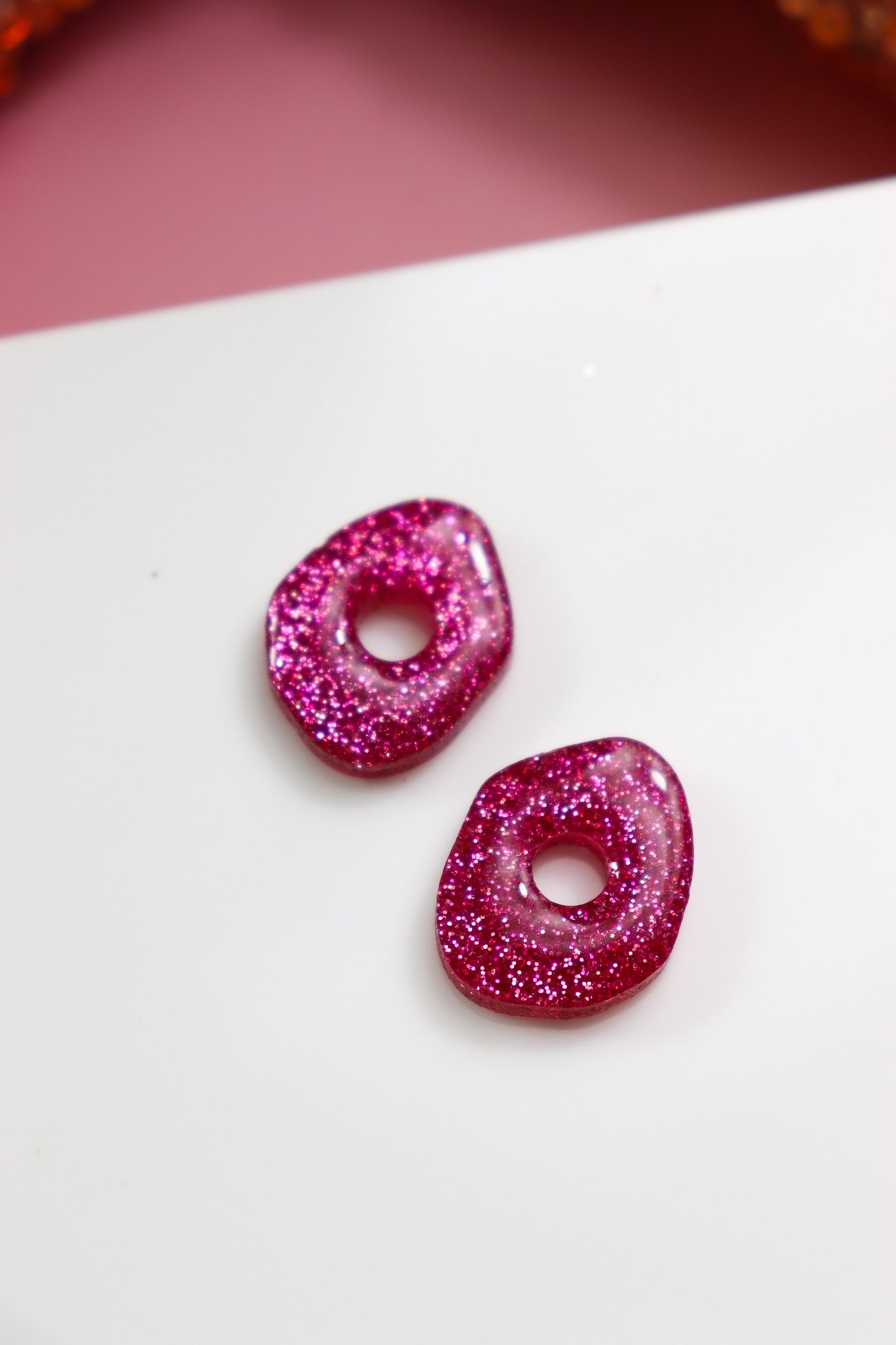 Créoles Céleste paillettes Rose foncées