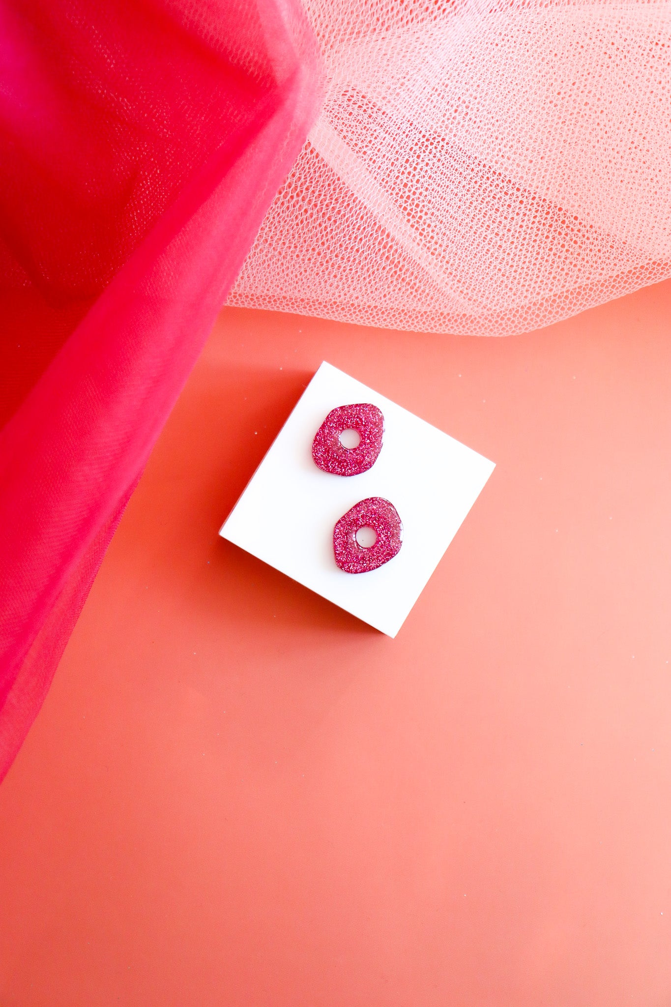 Créoles Céleste paillettes Rose foncées