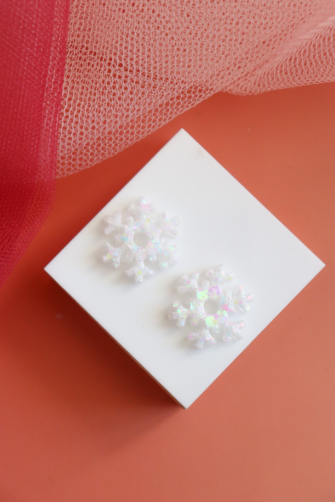 Créoles Flocon blanc holographique