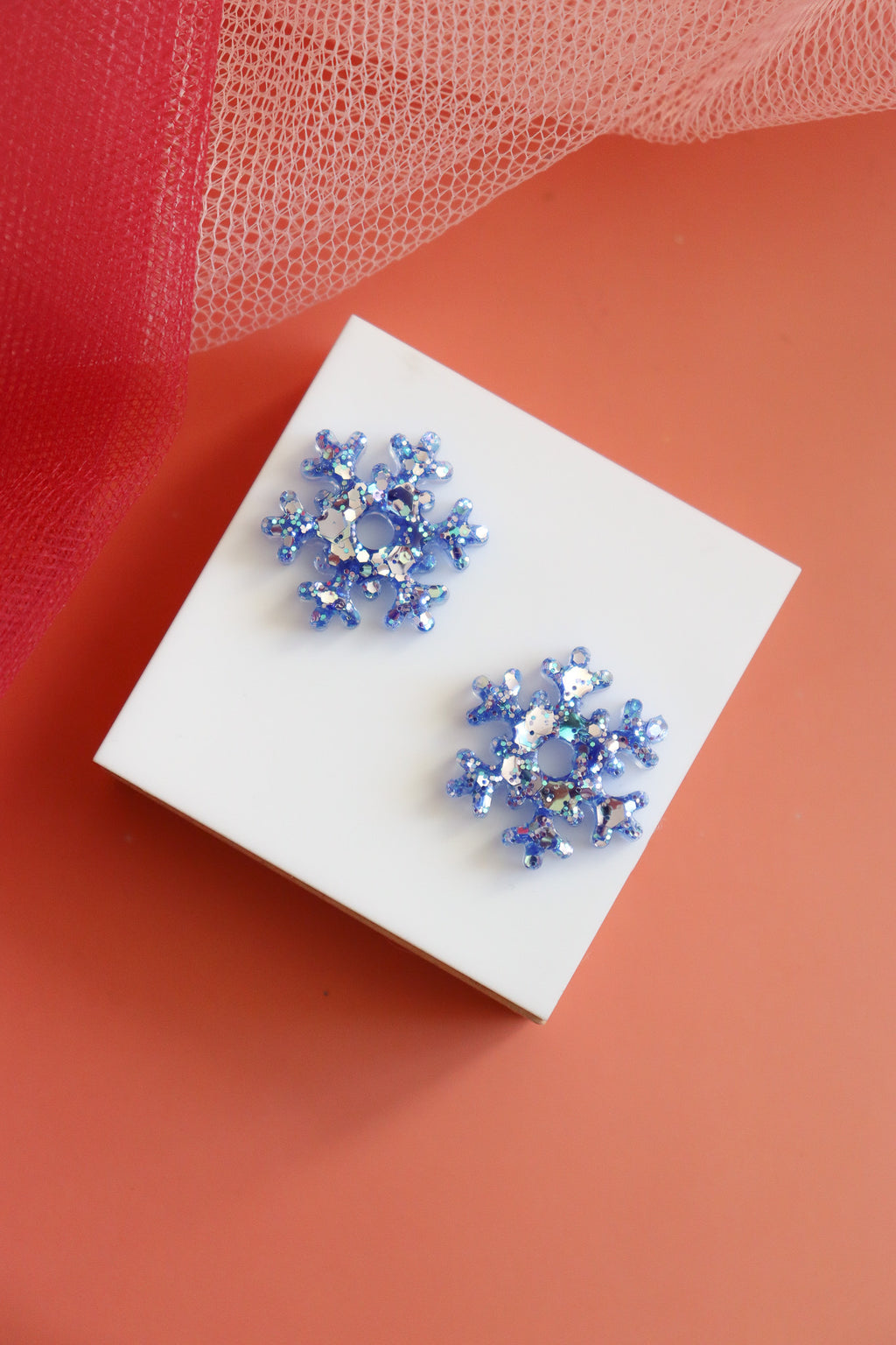 Créoles Flocon bleu holographique