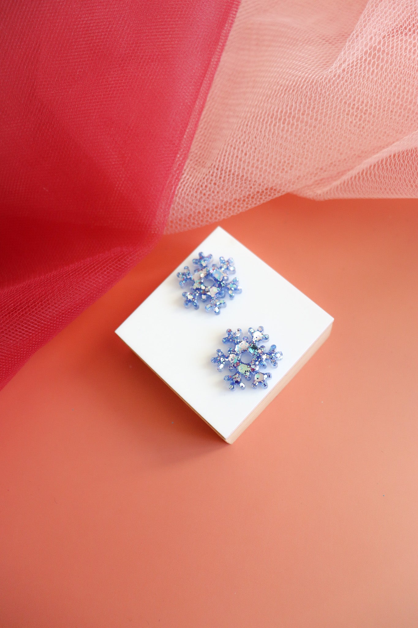 Créoles Flocon bleu holographique