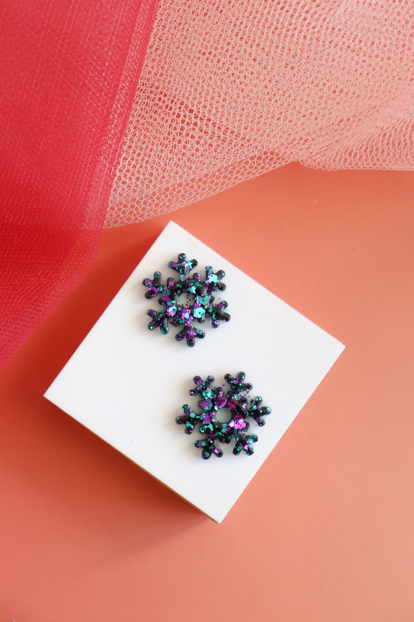 Créoles Flocon violet bleu