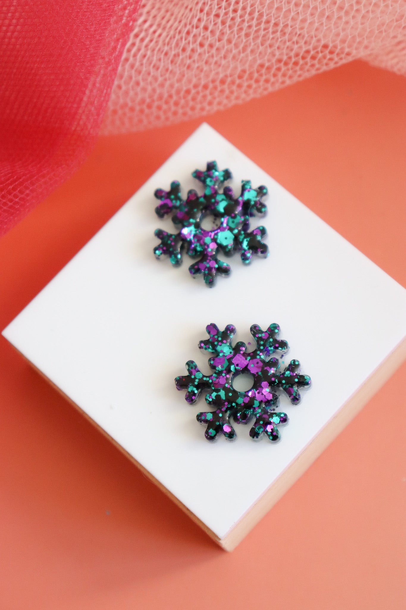 Créoles Flocon violet bleu