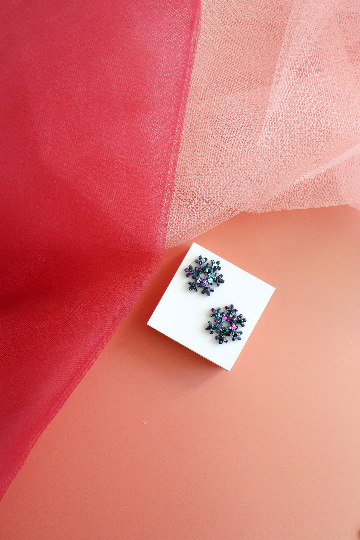 Créoles Flocon violet bleu