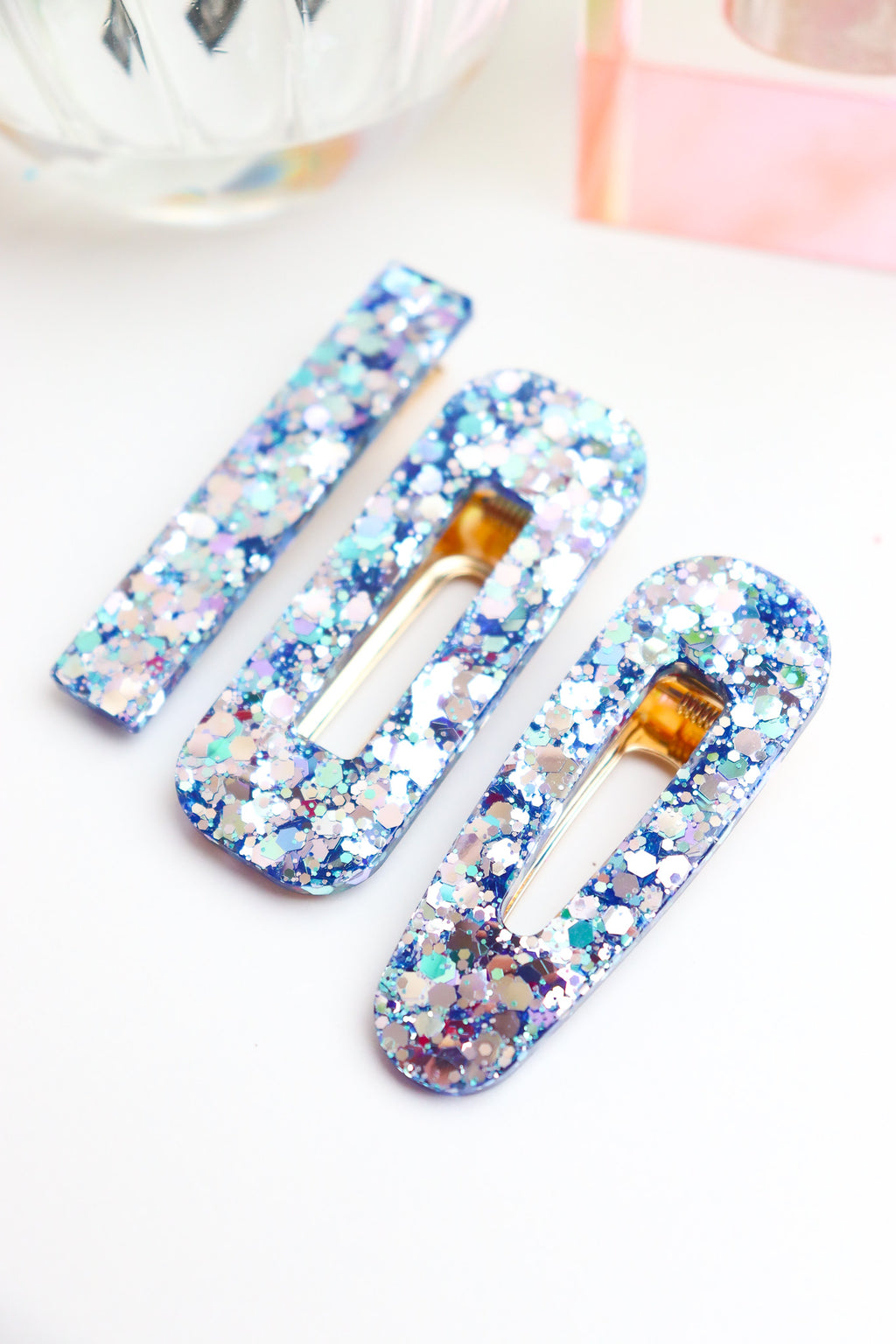 Barrette Bleu Holographique