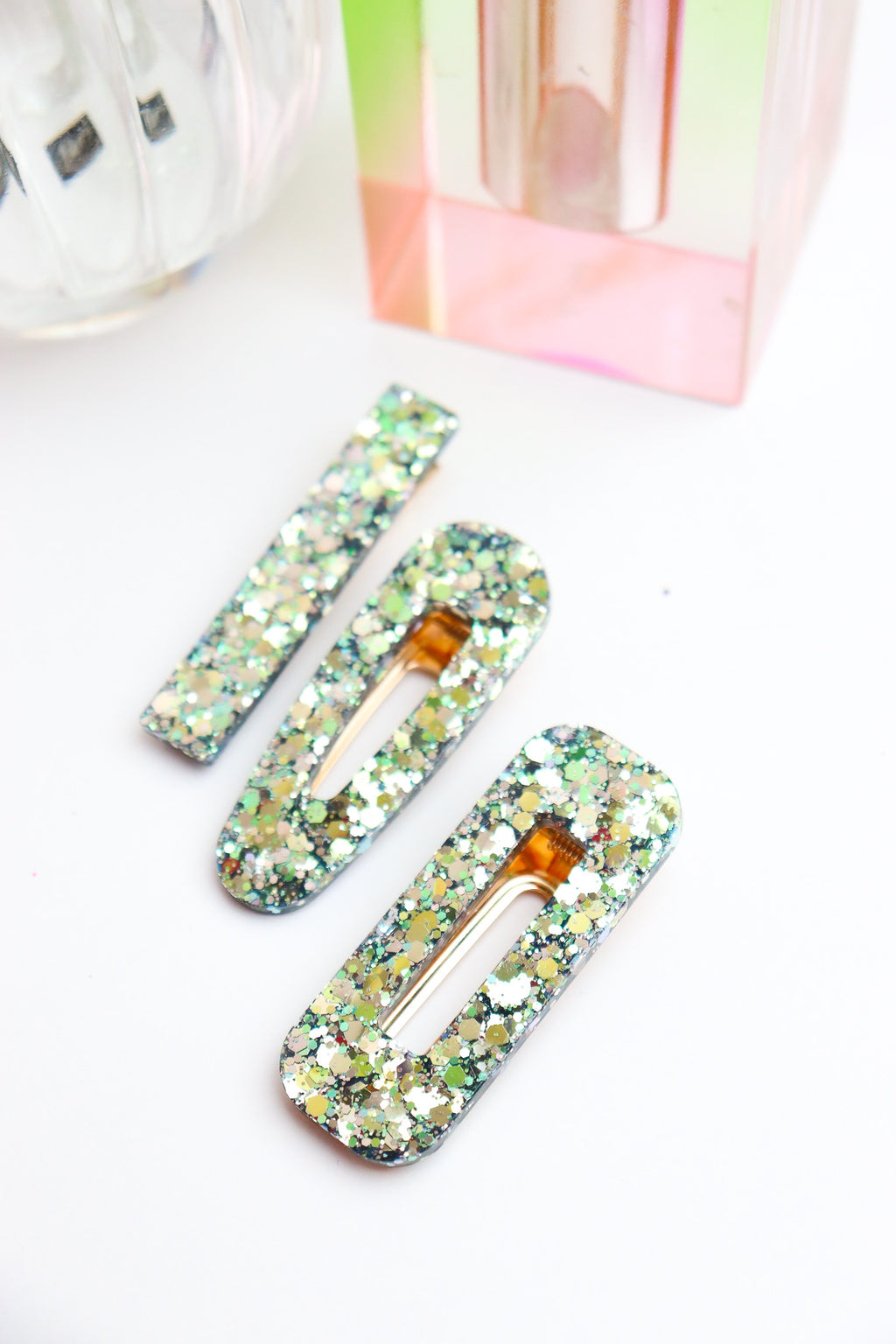 Barrette Vert Holographique