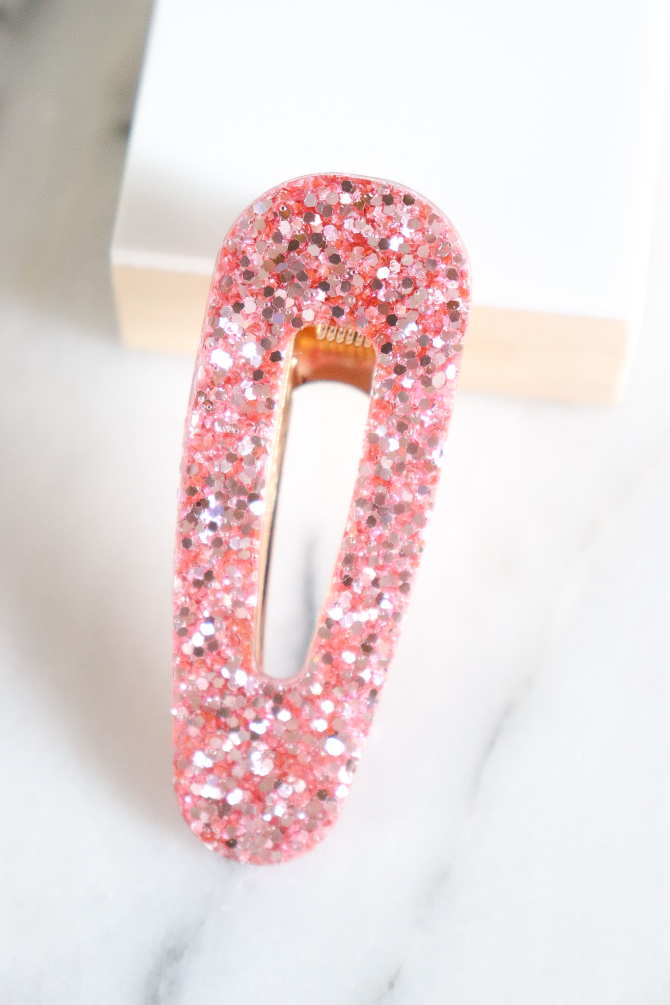 Barrette Paillettes roses argent