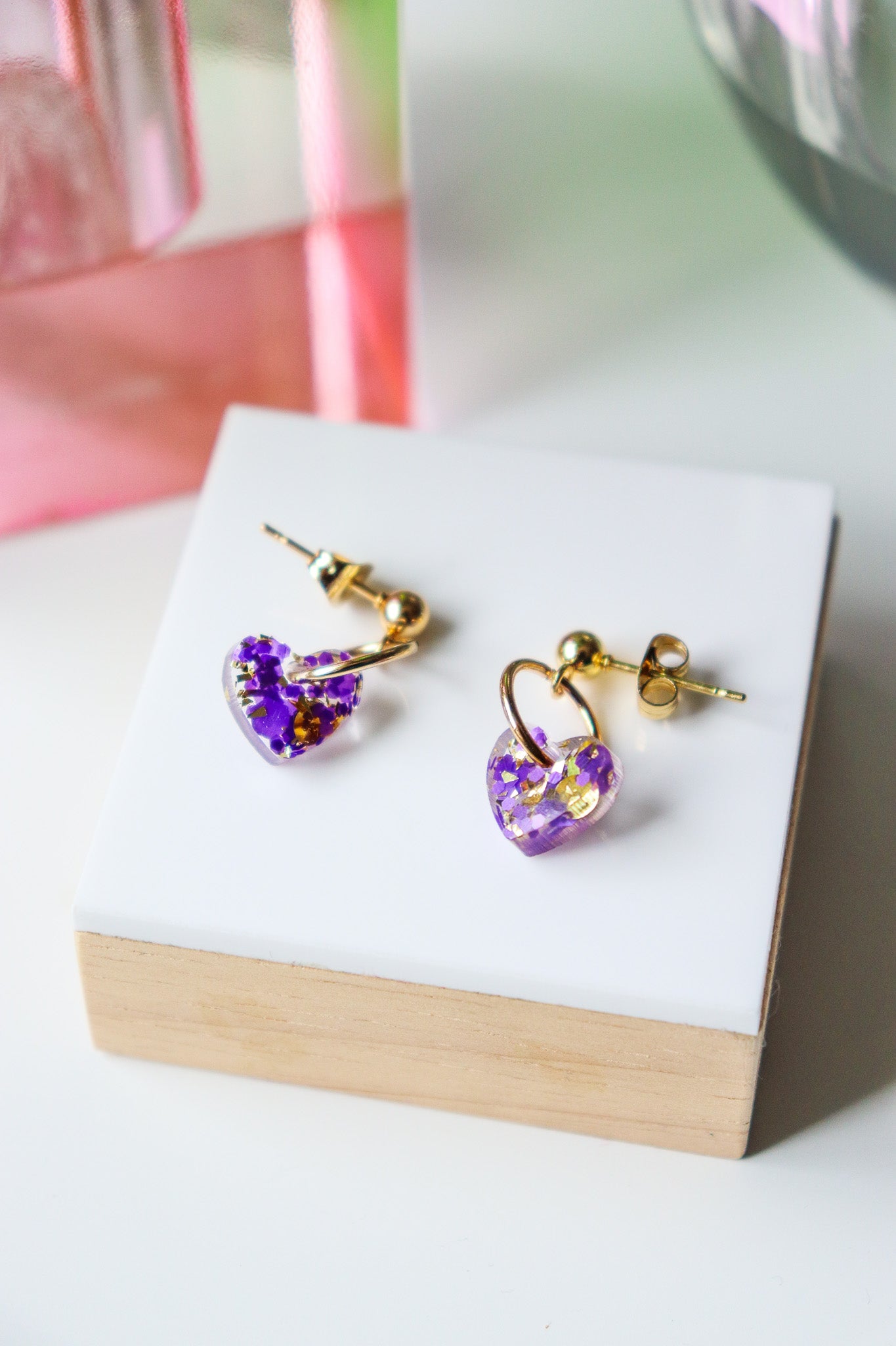 Boucles d'oreilles Lucie Violet et Or