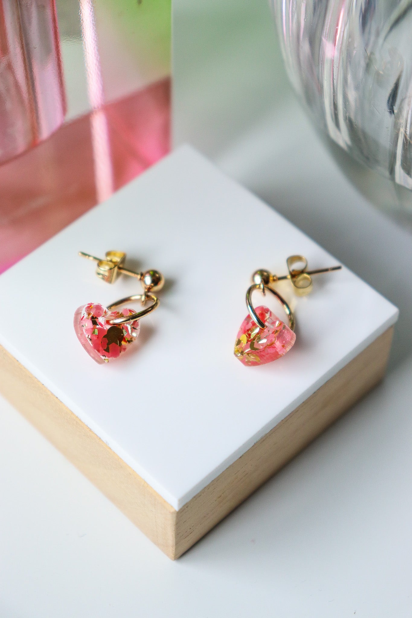 Boucles d'oreilles Lucie Rose et Or
