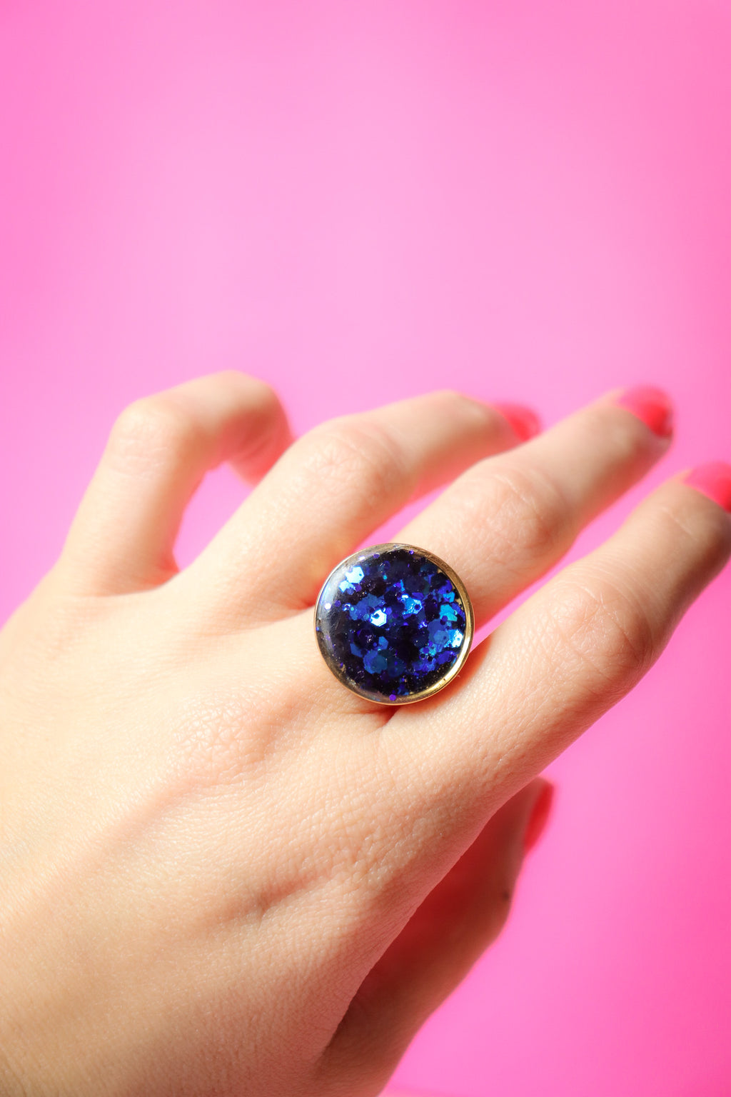 Bague ronde L deep Blue