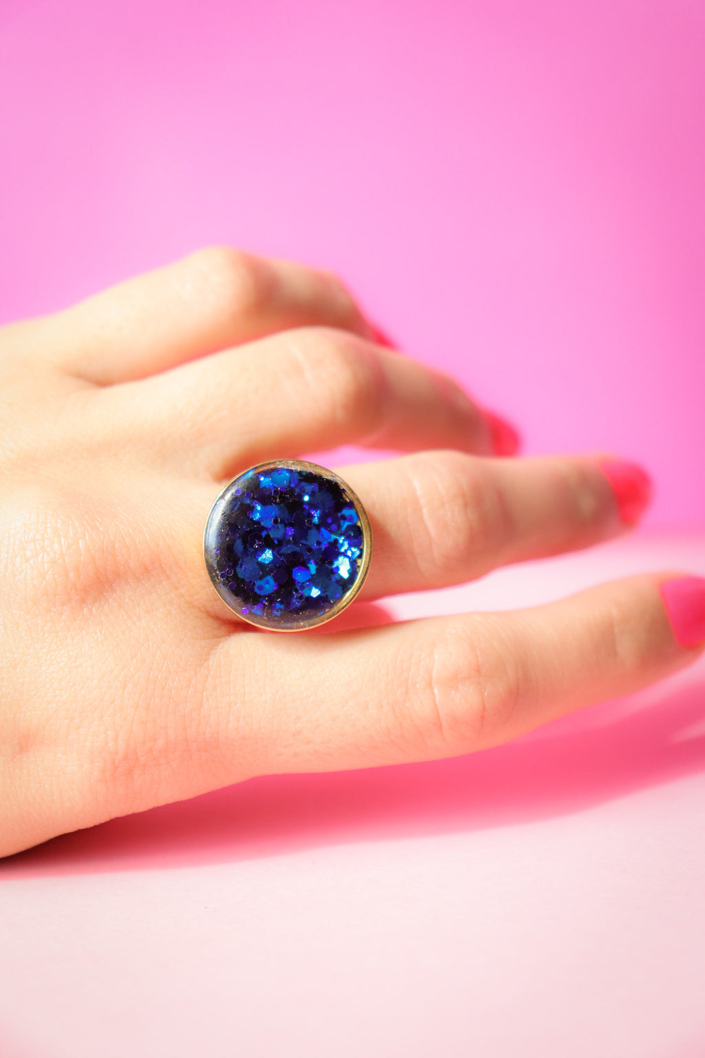 Bague ronde L deep Blue