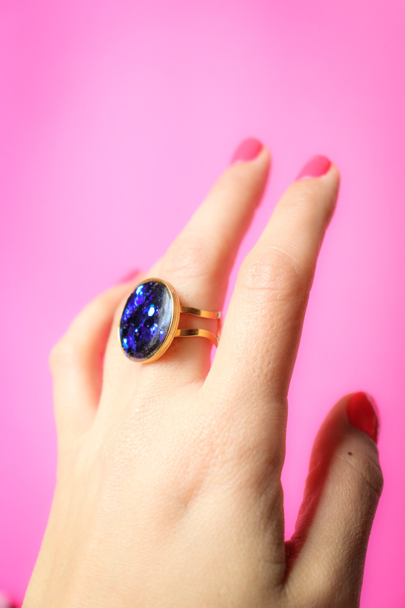 Bague ronde L deep Blue