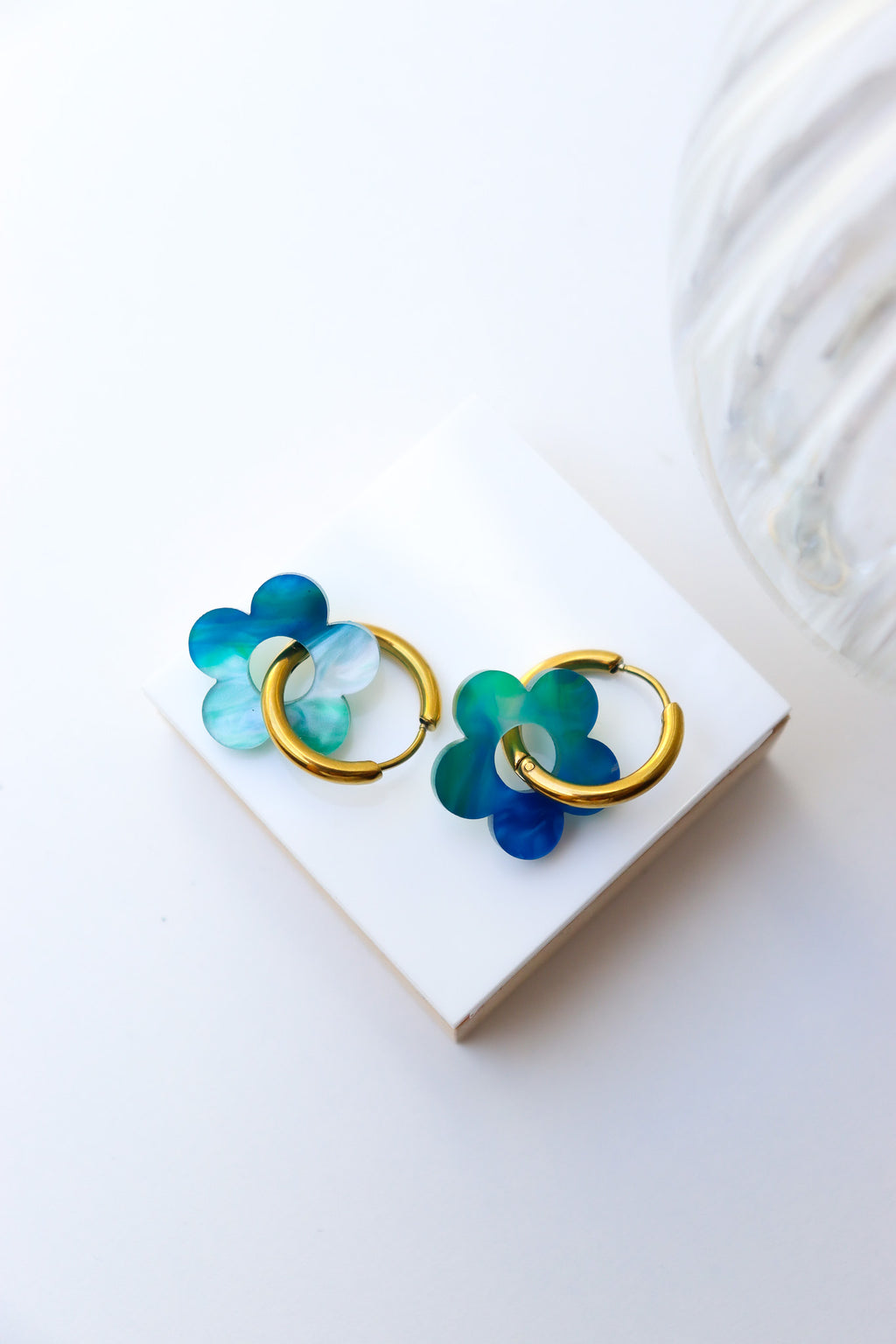 Créoles Isabelle Nacré Bleu et Vert