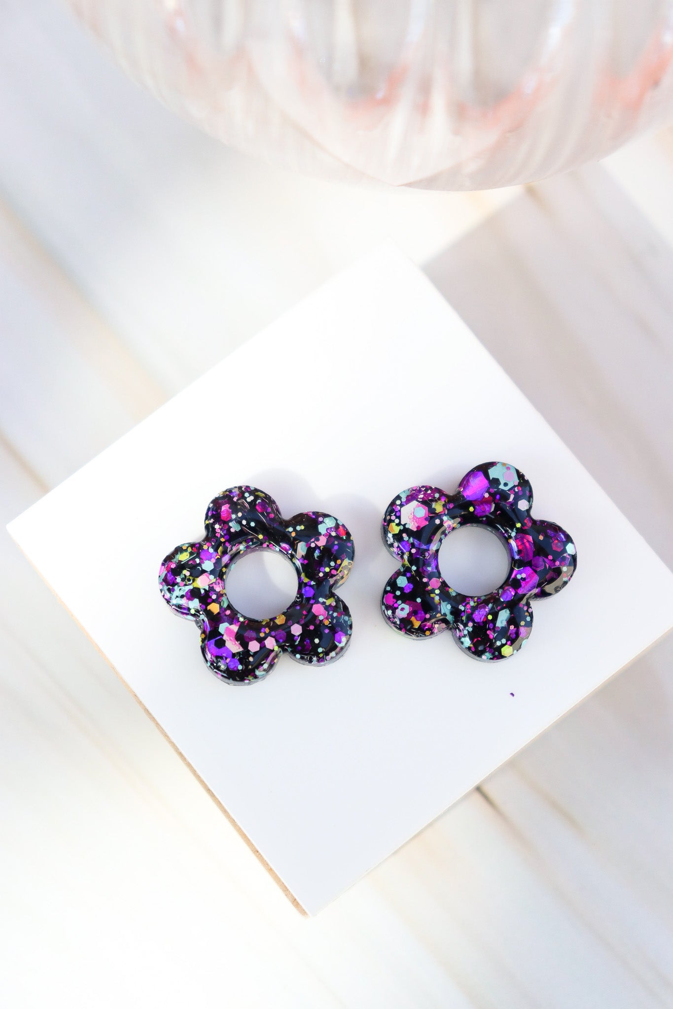 Créoles Isabelle Paillettes Noir Fluo