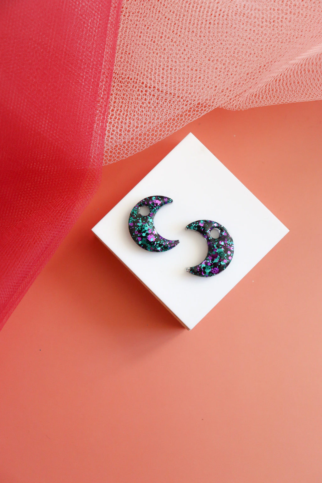 Créoles Lune Violet Bleu