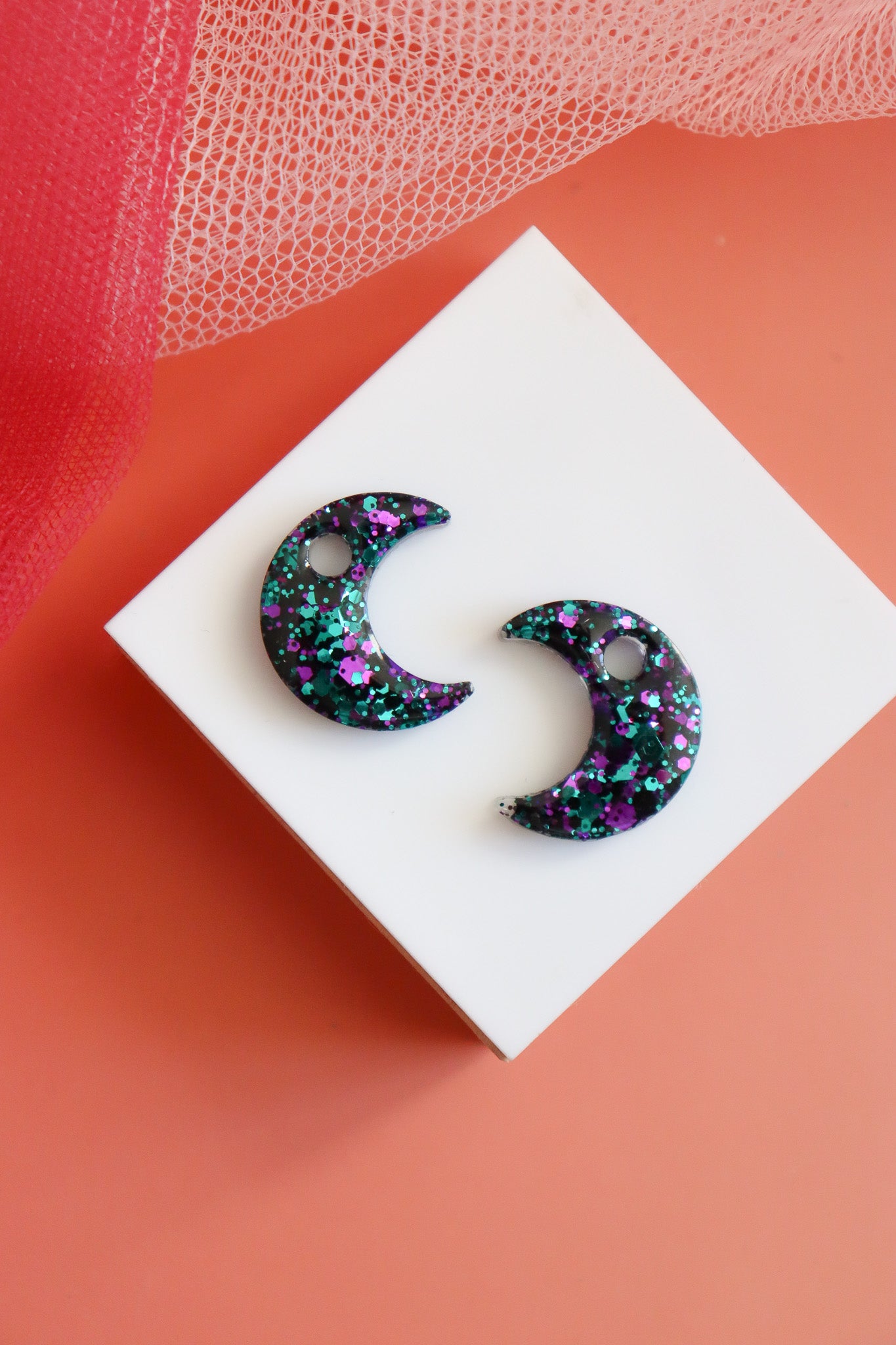 Créoles Lune Violet Bleu