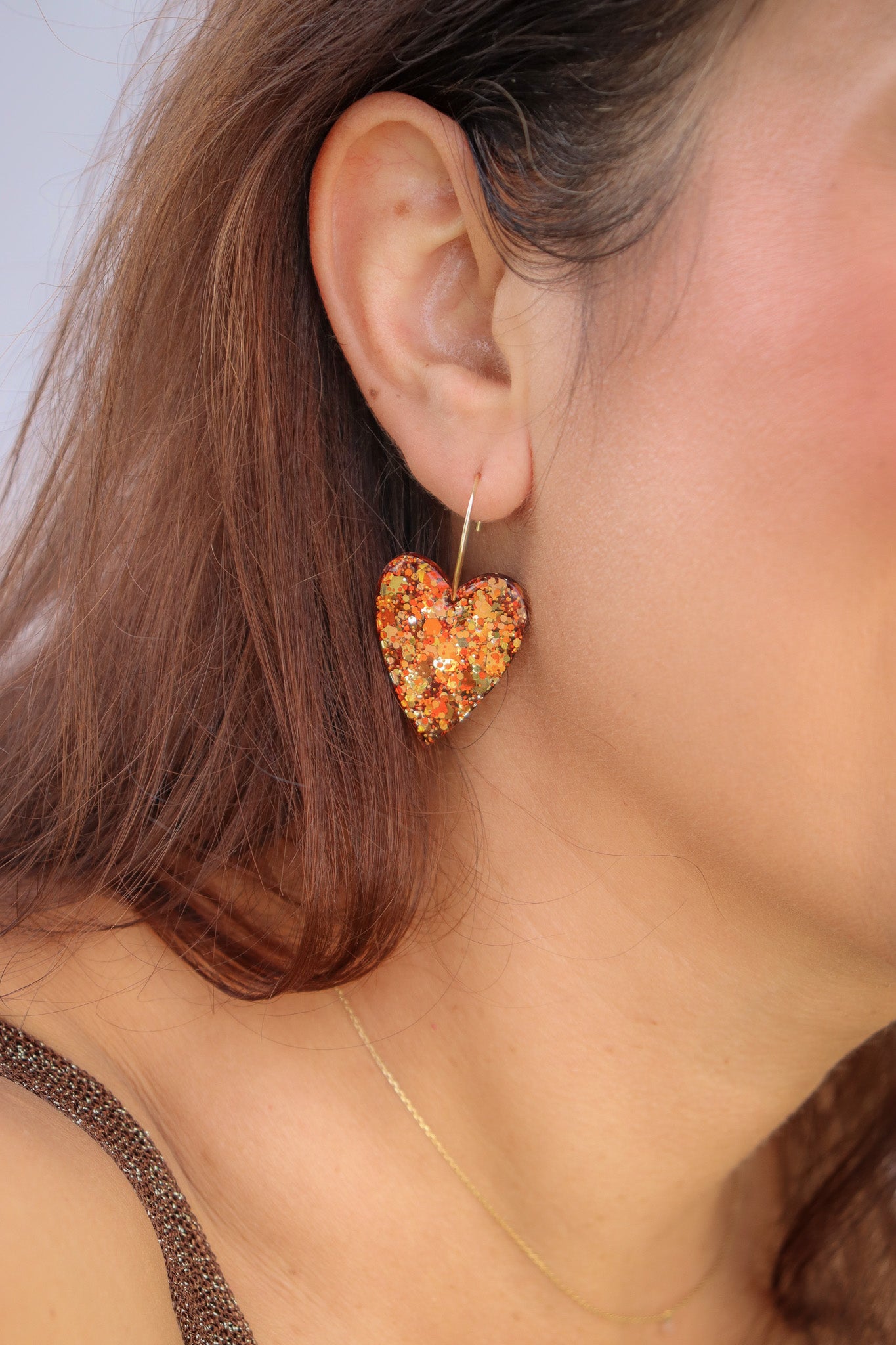 Boucles d'oreilles Mimi Paillettes Bronze