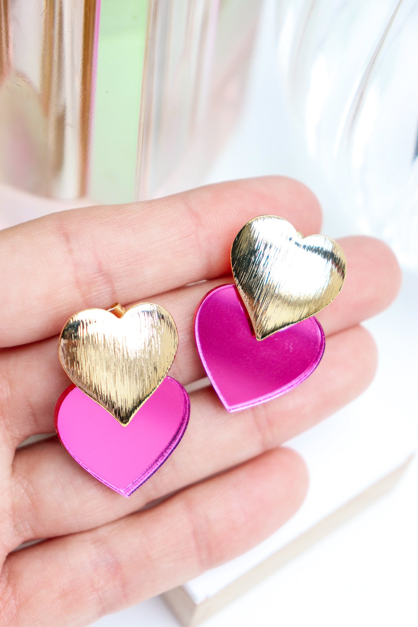 Boucles d'oreilles Caroline Miroir Rose