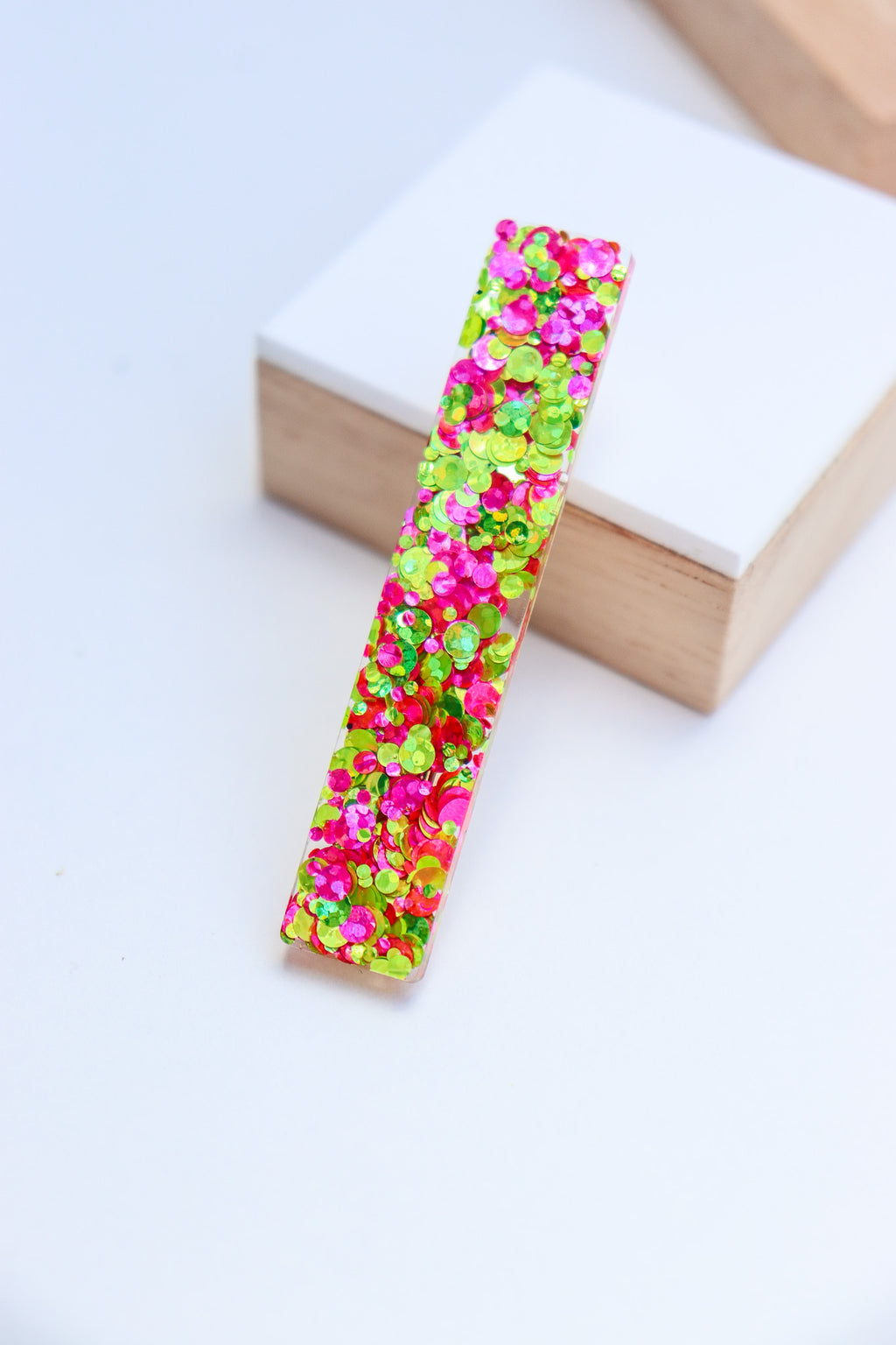 Barrette Paillettes Citron Rose