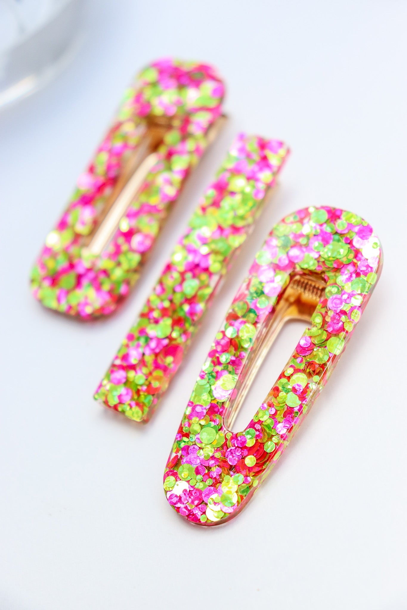 Barrette Paillettes Citron Rose