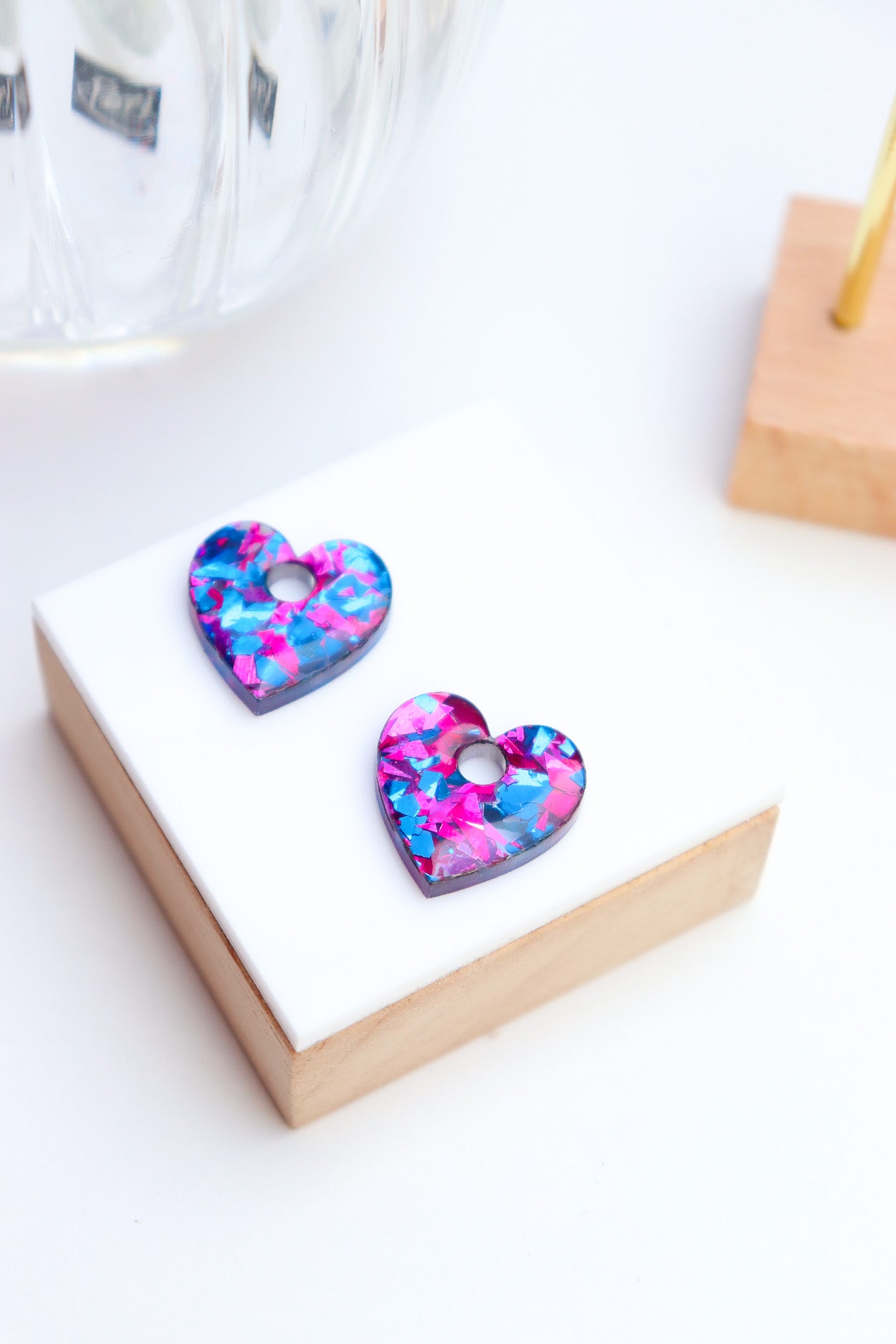 Créoles Victoire Flocon bleu rose