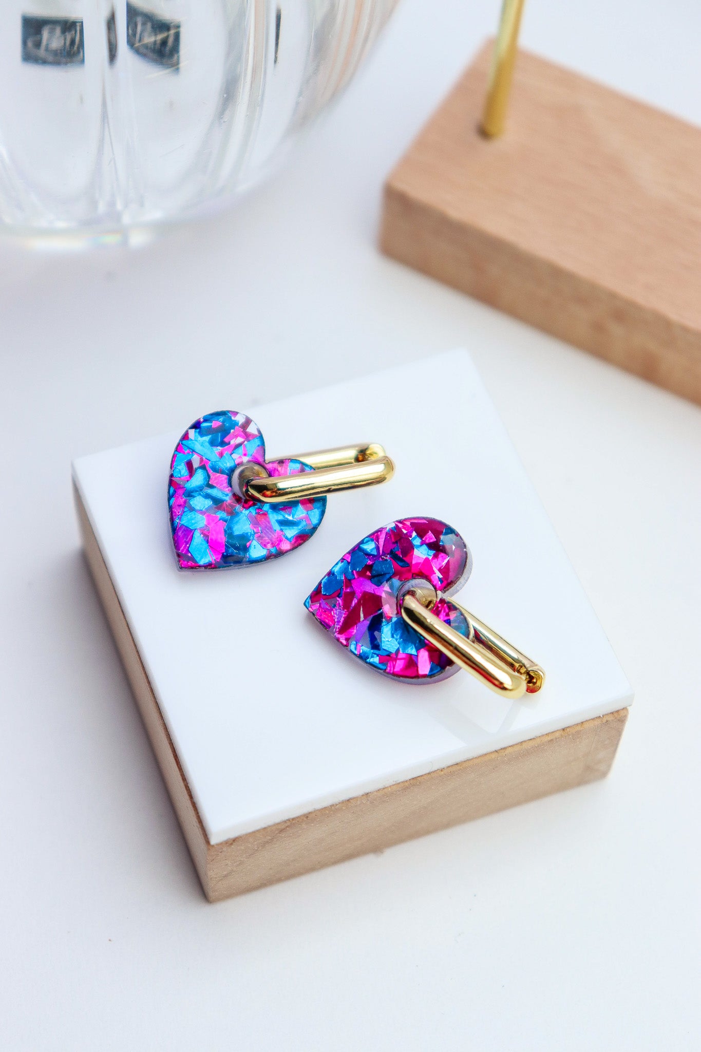 Créoles Victoire Flocon bleu rose