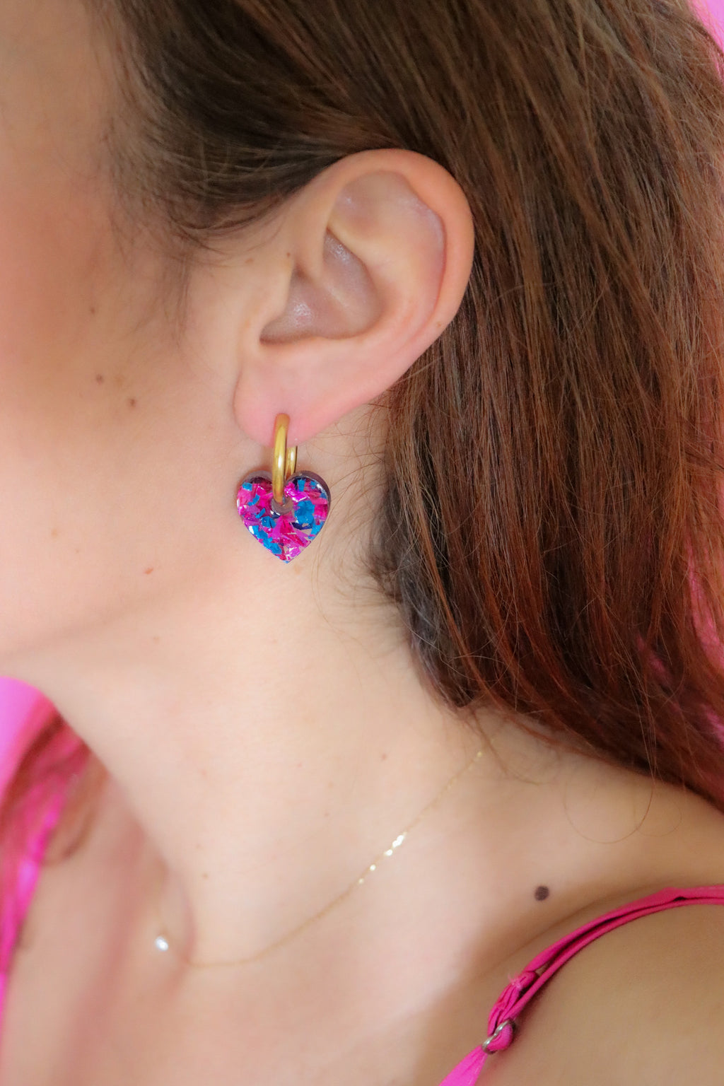 Créoles Victoire Flocon bleu rose