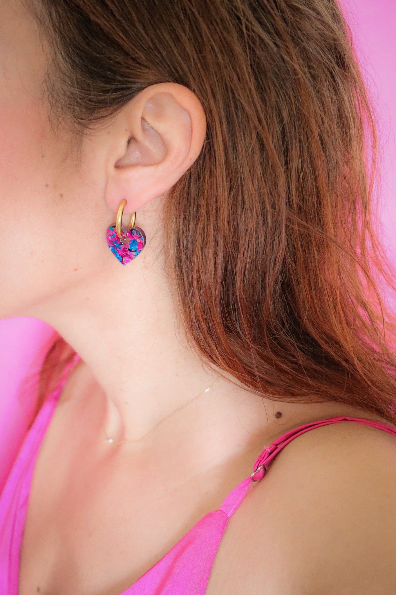 Créoles Victoire Flocon bleu rose