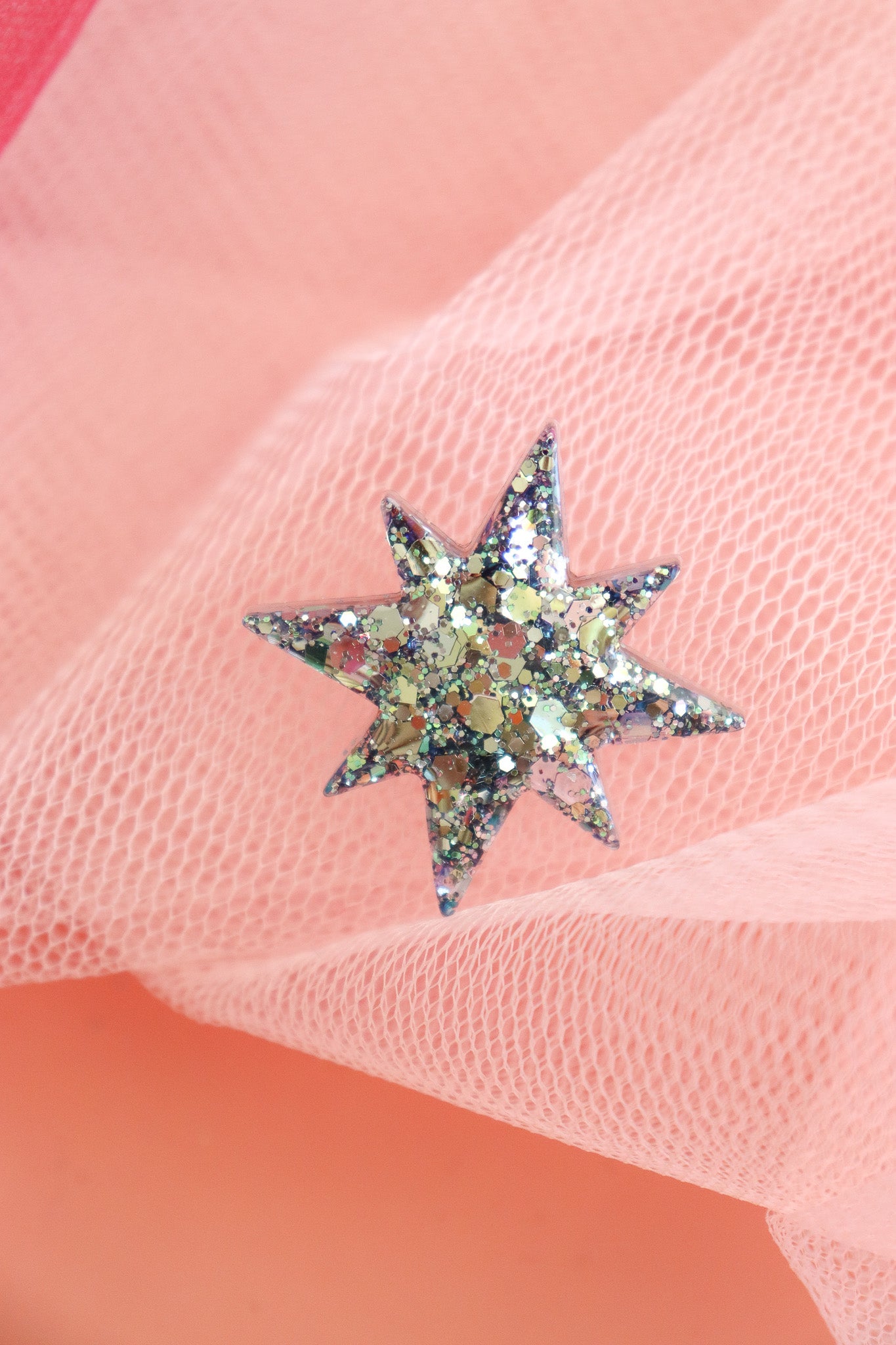 Broche Etoile du soir vert holographique