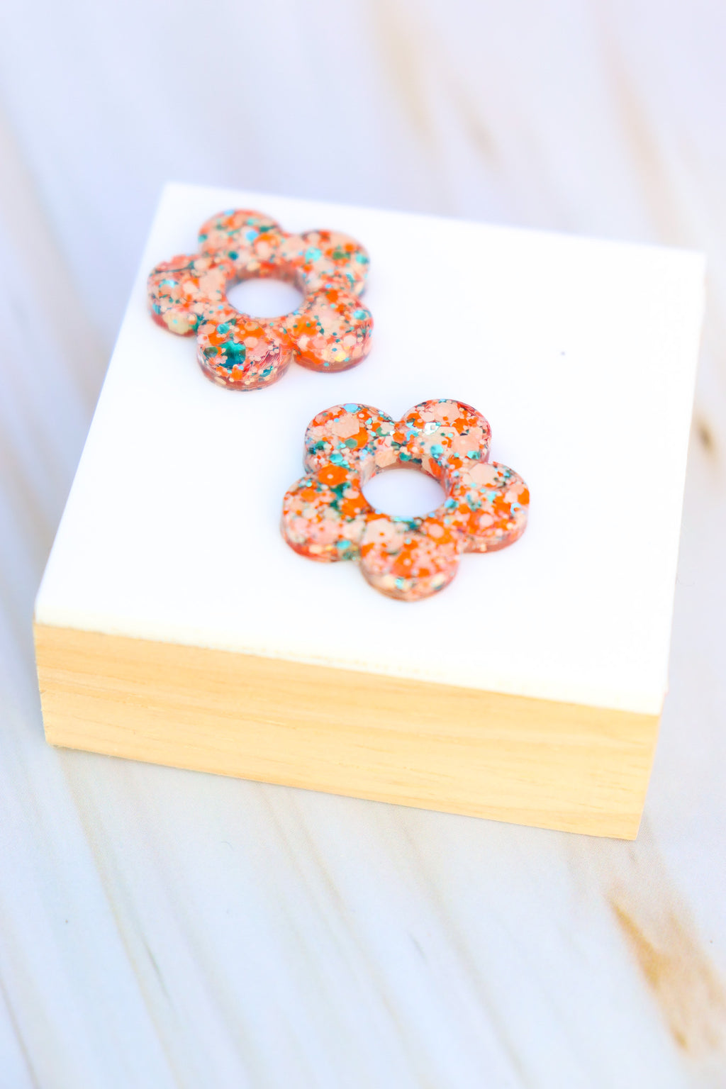 Créoles Isabelle Paillettes Citrouille turquoise