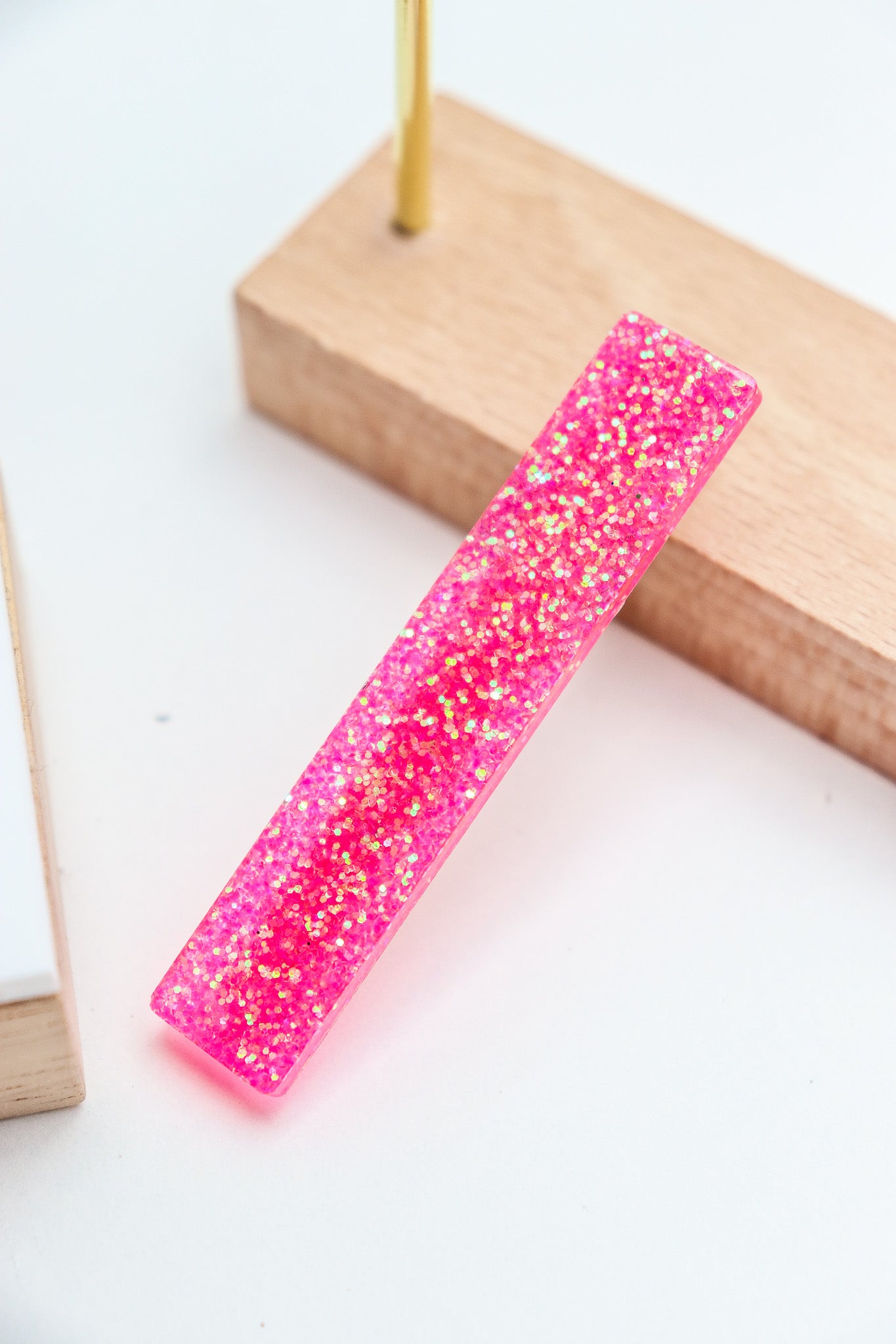 Barrette Paillettes Rose fluo