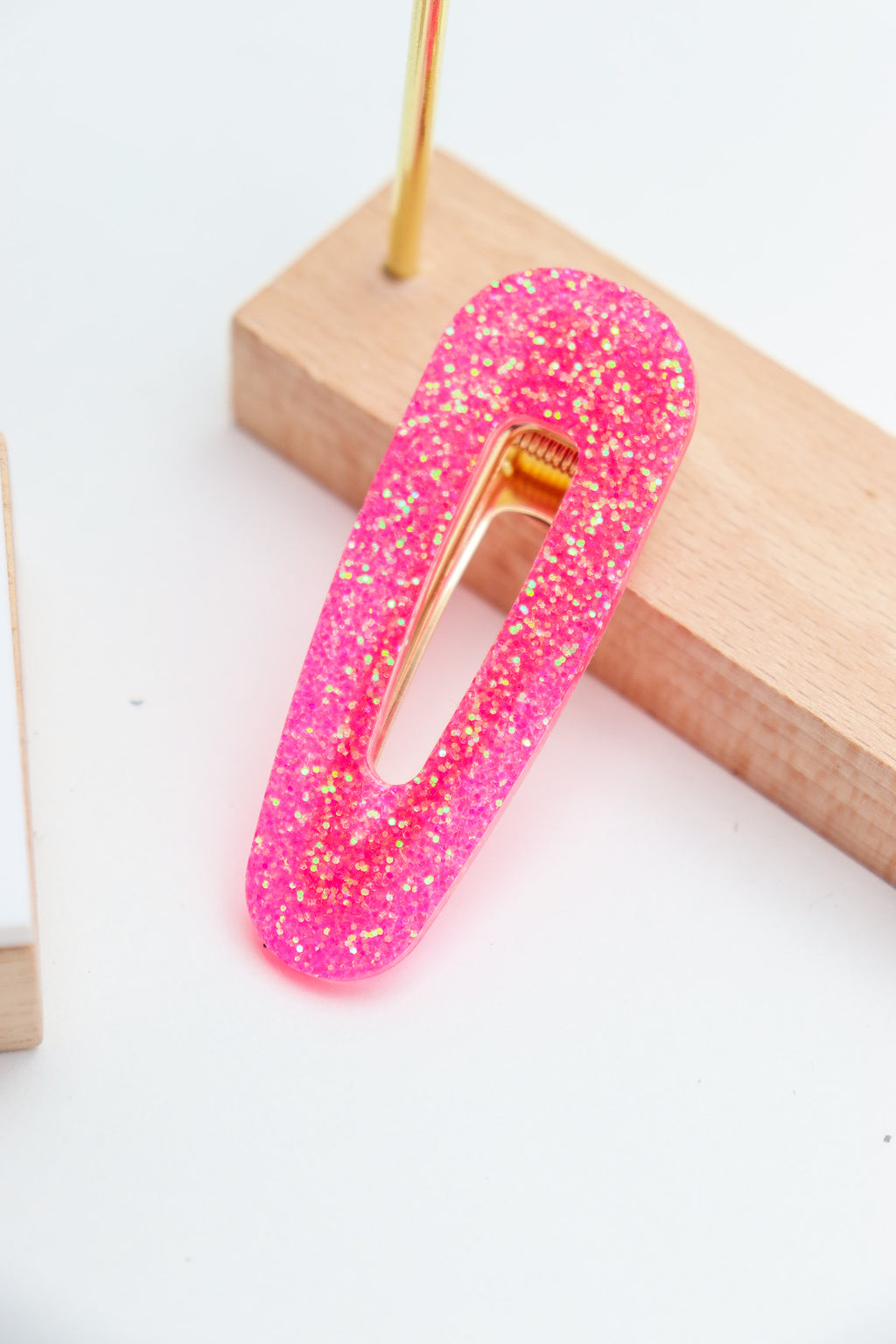 Barrette Paillettes Rose fluo