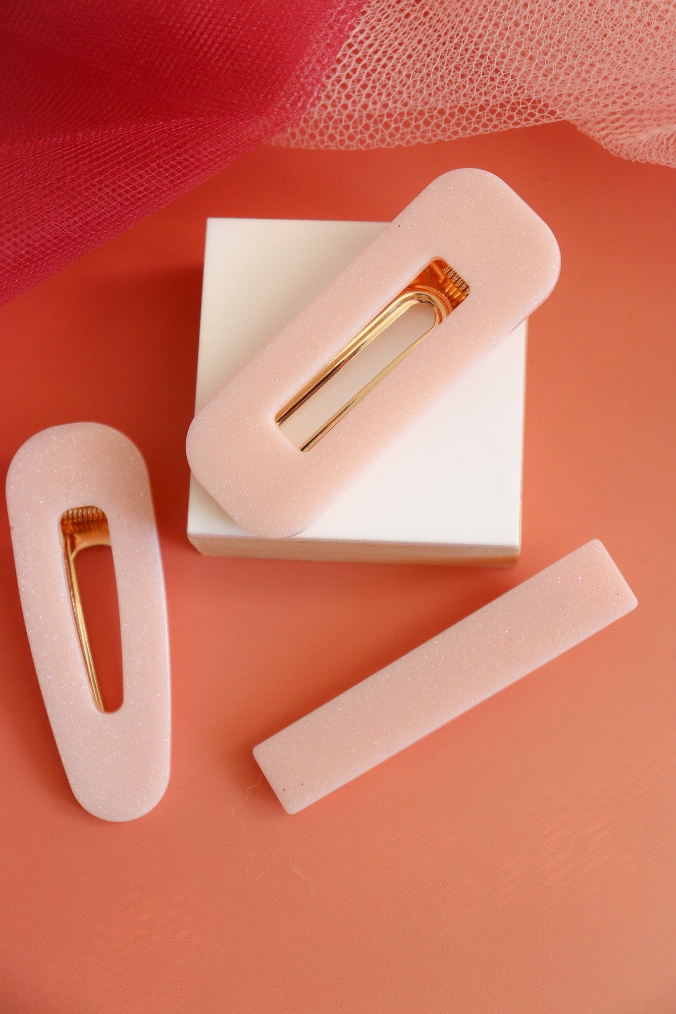 Barrette Rose Nacré